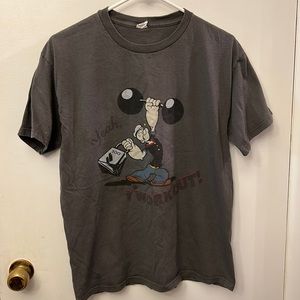 Popeye Grey Adult T-shirt Pit to pit ~20”